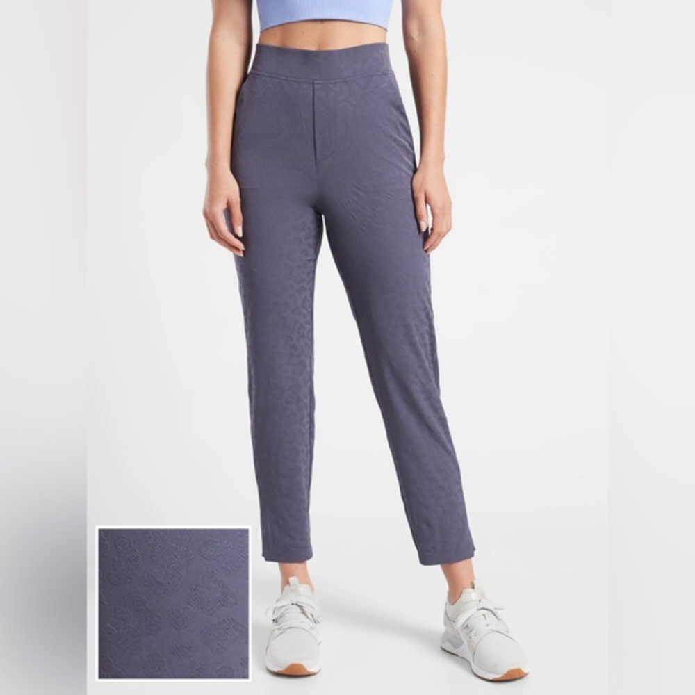 Athleta Brooklyn Textured Ankle Pant Leopard Medieval Violet Size 12